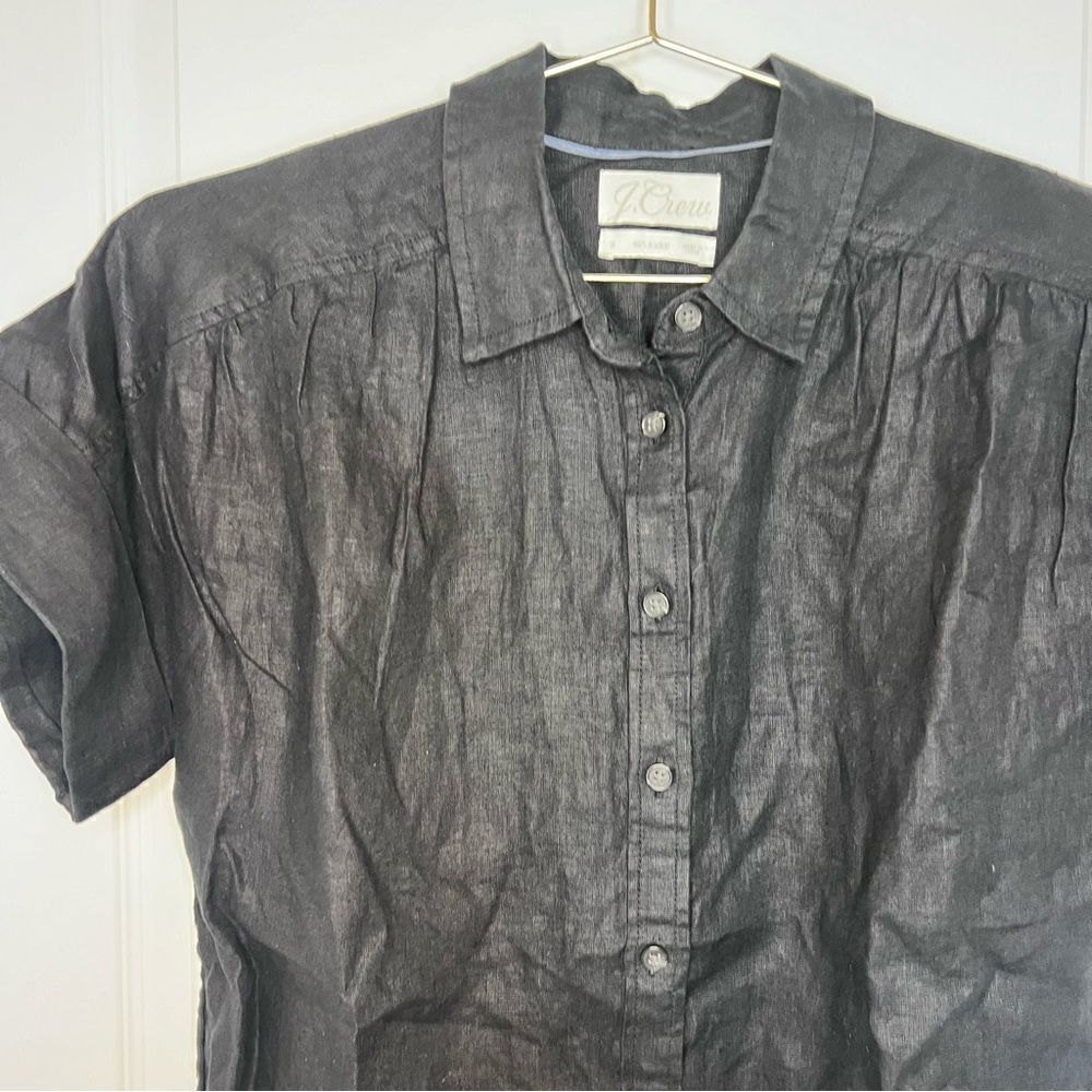 Jcrew Oversized Linen Button Front Shirt - Picture 3 of 8